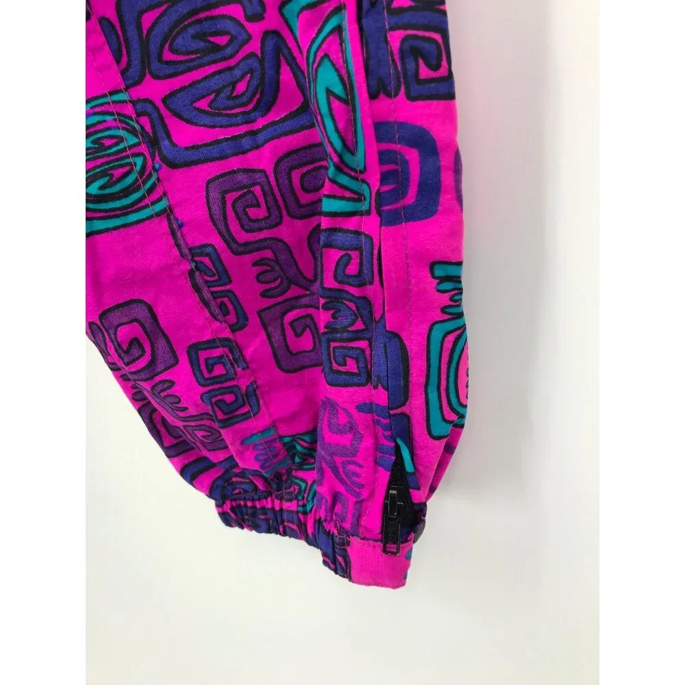 White Sierra Vintage 90's Y2K Tribal Windbreaker Jogger Pant Pink Purple Small - Picture 6 of 10